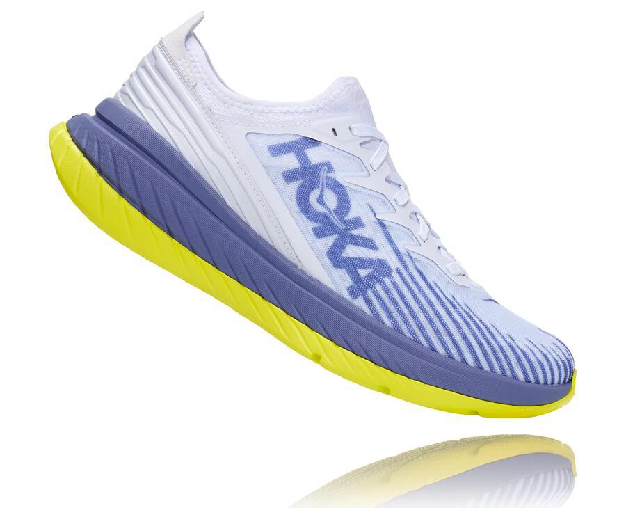 Hoka One One Running Shoes Mens White/Blue - Carbon X-SPE - 49765BYHW